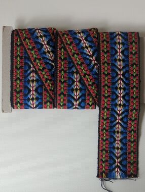 Vintage Handwoven Blue & Red Decorative Trim Tape